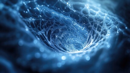 Aufkleber - 3D cartoon depiction of a translucent vortex featuring fractal elements lights and textures designed to enhance projects focused on science technology and design