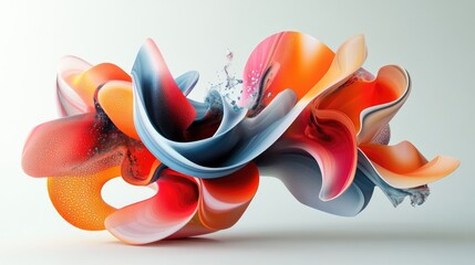 Poster - Three dimensional rendering of a vibrant abstract design featuring flowing shapes and dynamic colors