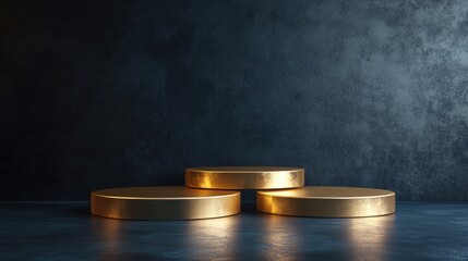 Poster - Elegant golden podium on a dark background luxury blank product display 3D rendering