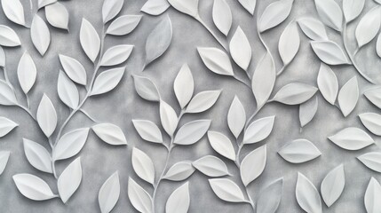 Poster - Gray and white geometric leaf tile pattern texture for backgrounds and banners