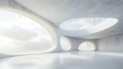Poster - Abstract Modern Architectural Background vacant white interior space 3D modern visualization