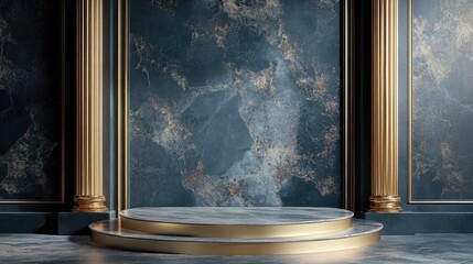 Aufkleber - Elegant background featuring a pedestal and showcase 3D illustration 3D rendering