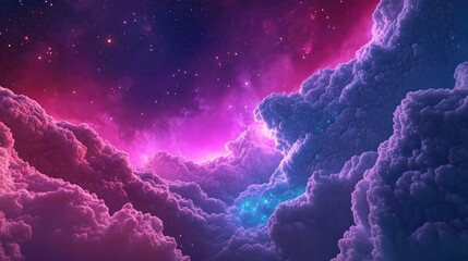 Poster - Background illustration of galaxies and nebula in 3D cartoon rendering