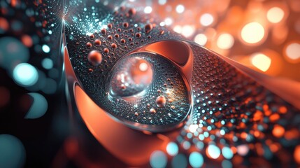 Fototapete - 3D cartoon representation of abstract fractal forms illustrating themes of nuclear physics and graphic design within the Elementary Particles series