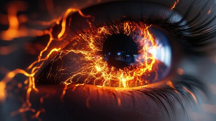 Poster - Illustration of an electrifying human iris in 3D cartoon rendering