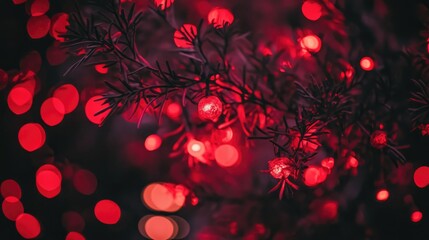 Poster - Soft focused red lights against a dark background