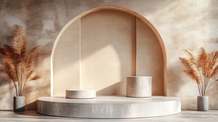 Poster - Podium setup for product showcase 3D rendering