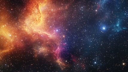 Poster - vibrant sci fi illustration of a cosmic backdrop featuring stars and a luminous nebula cloud in deep