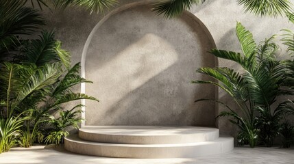 Poster - Podium scene backdrop for showcasing products in 3D rendering