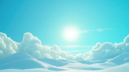 Poster - Sunny blue sky in 3D cartoon rendering Daylight scene Natural sky composition Design element