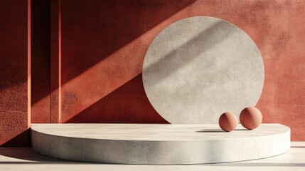 Poster - 3D rendering of a podium with abstract minimal scene and geometric platform