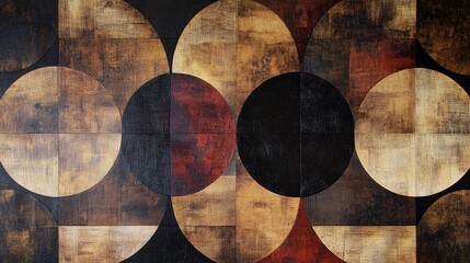 Poster - Abstract design featuring circles in various shades of brown