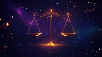 Poster - 3D cartoon rendering featuring the Libra constellation with stars in outer space incorporating Libra lines