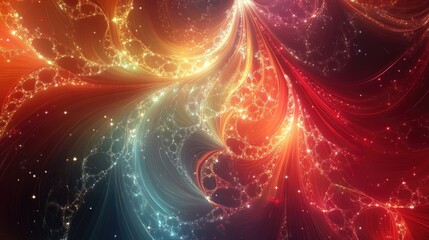 Poster - Abstract colorful fractal light background in 3D rendering