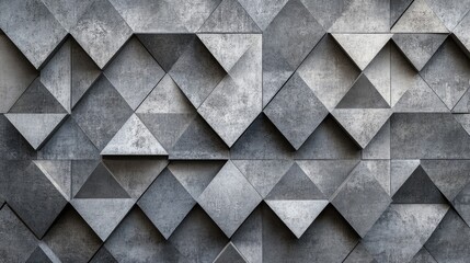 Aufkleber - Abstract gray triangular cement mosaic tiles featuring geometric hexagons and triangles creating a textured background suitable for walls or wallpapers