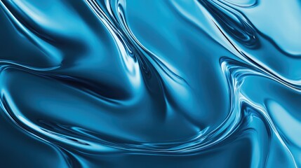 Poster - Blue abstract background featuring a polished glossy metallic surface and ample copy space