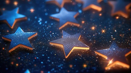 Aufkleber - Bright stars shine in a dark night sky in a 3D cartoon rendering
