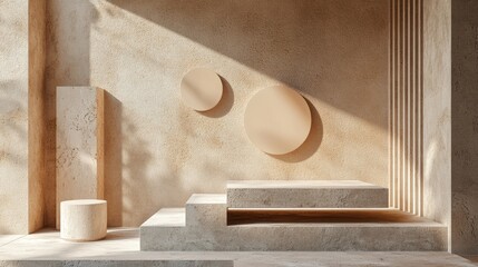 Poster - Minimalist geometric shape composition 3D rendering