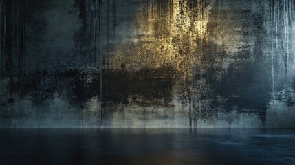 Leinwandbilder - Dark industrial interior with a concrete wall suitable for product presentations 3D rendering of an empty abstract space for display purposes