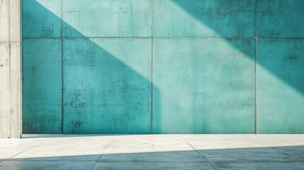 Poster - Turquoise 3D scene template with a concrete wall for a modern advertising backdrop