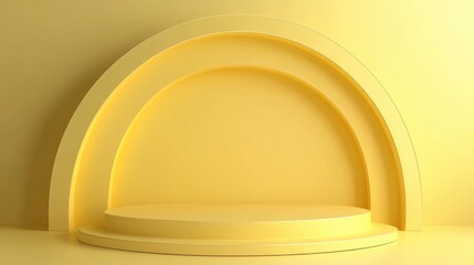 Aufkleber - 3D rendering of a display podium for presenting objects or products in vibrant yellow hues