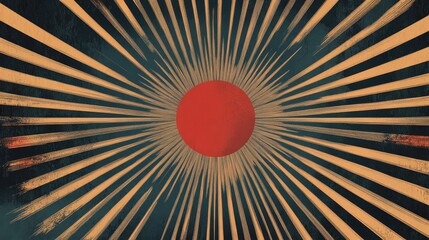 Poster - Intersecting lines and striped background with a radiant sunburst pattern Illustrative design featuring dynamic sun shapes
