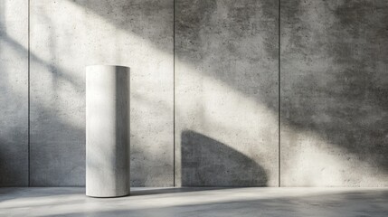Aufkleber - Product display stand with a cylindrical shape against a concrete wall 3D rendering
