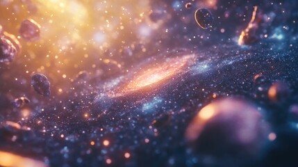 Poster - Universe filled with stars nebula and galaxy in 3D cartoon watercolor rendering