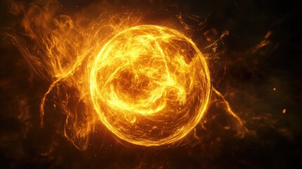 Fototapete - 3D illustration of a rotating abstract energy sphere against a dark backdrop