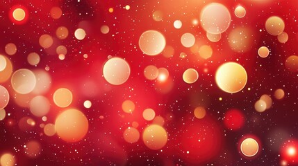 Poster - Vibrant red backdrop featuring sparkling circles and a glossy finish An elegant illustration that captivates the eye