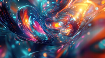 Poster - Vibrant and chaotic fractal design featuring abstract shapes 3D rendered illustration perfect for backgrounds or wallpapers