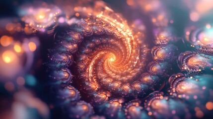 Poster - Galaxy fractal in a 3D cartoon rendering featuring a star explosion and spiral elements
