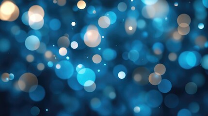 Fototapete - Abstract light bokeh background in deep blue color created with 3D cartoon rendering