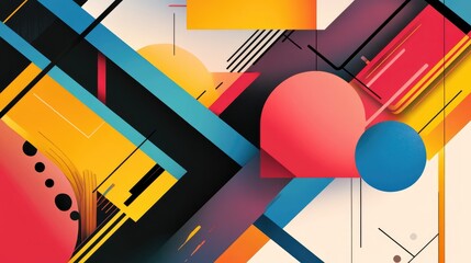 Poster - Abstract composition featuring a blend of vibrant colors and geometric shapes creating a visually striking design for various applications