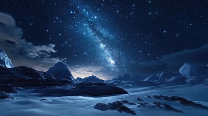 Poster - 3D cartoon rendering of a starry night sky with the Milky Way