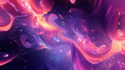 Fototapete - Vibrant and chaotic abstract fractal pattern with intricate shapes perfect as a background or wallpaper in 3D rendering style