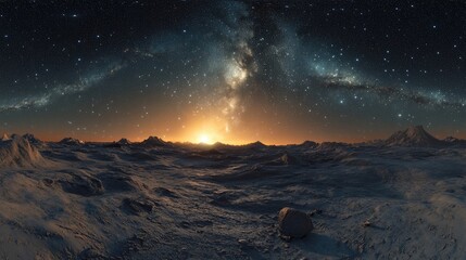Leinwandbilder - long exposure photograph of a 3d cartoon rendering depicting the panorama of the milky way galaxy