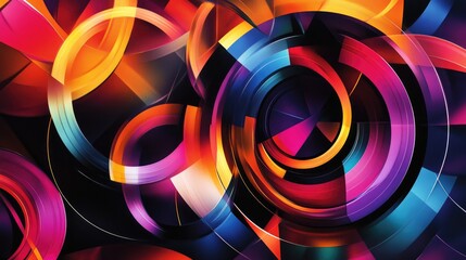 Poster - Abstract geometric background featuring a vibrant multicolored circular pattern