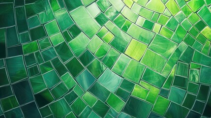 Fototapete - Abstract green mosaic illustration in a digital design