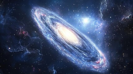 Leinwandbilder - 3D illustration of a nebula and galaxy with stars in the night sky presented as a cartoon rendering