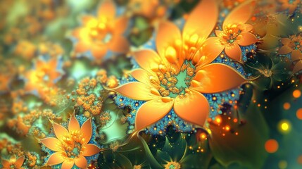 Fototapete - Vibrant and chaotic fractal pattern featuring abstract shapes 3D rendered illustration ideal for backgrounds or wallpapers