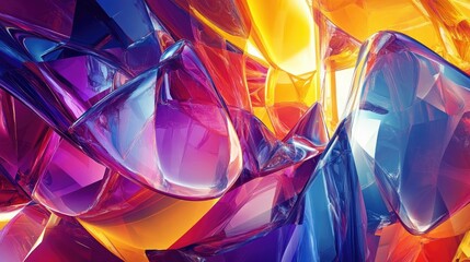 Poster - Vibrant chaotic fractal design featuring abstract shapes 3D rendered imagery suitable for backgrounds or wallpapers