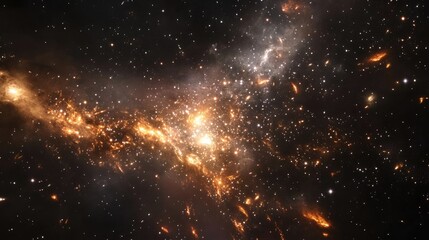Poster - stars dust and gas form a nebula in a distant galaxy