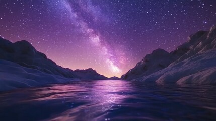 Poster - Beautiful stars and the Milky Way in the night sky depicted in a 3D cartoon rendering