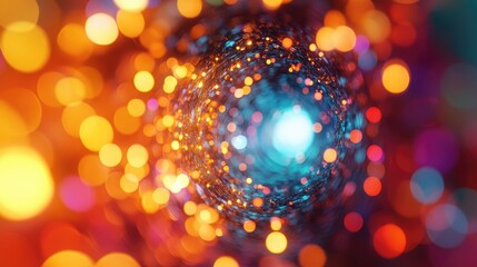 Poster - Colorful light illuminates a beautiful abstract texture circle in this 3D cartoon rendering Ideal for design background patterns this image features a macro photography perspective