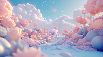 Poster - Background abstraction with nature and space in a 3D cartoon rendering