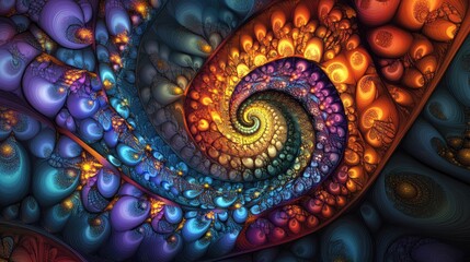 Fototapete - Vibrant and chaotic abstract fractal design featuring colorful shapes 3D rendered illustration ideal for background or wallpaper use