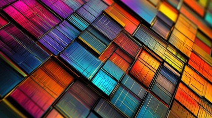 Aufkleber - Vibrant abstract background featuring a metallic grid design in multiple colors