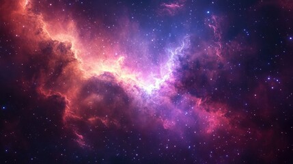 Poster - 3D cartoon depiction of a nebula and a cluster of stars in deep space showcasing science fiction art