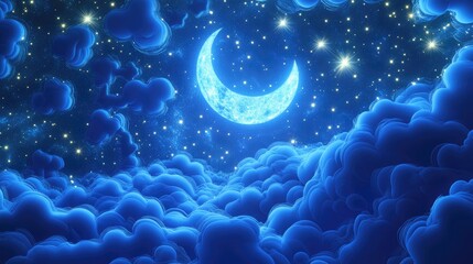 Leinwandbilder - Mystical esoteric pattern featuring moon and stars in a 3D cartoon rendering